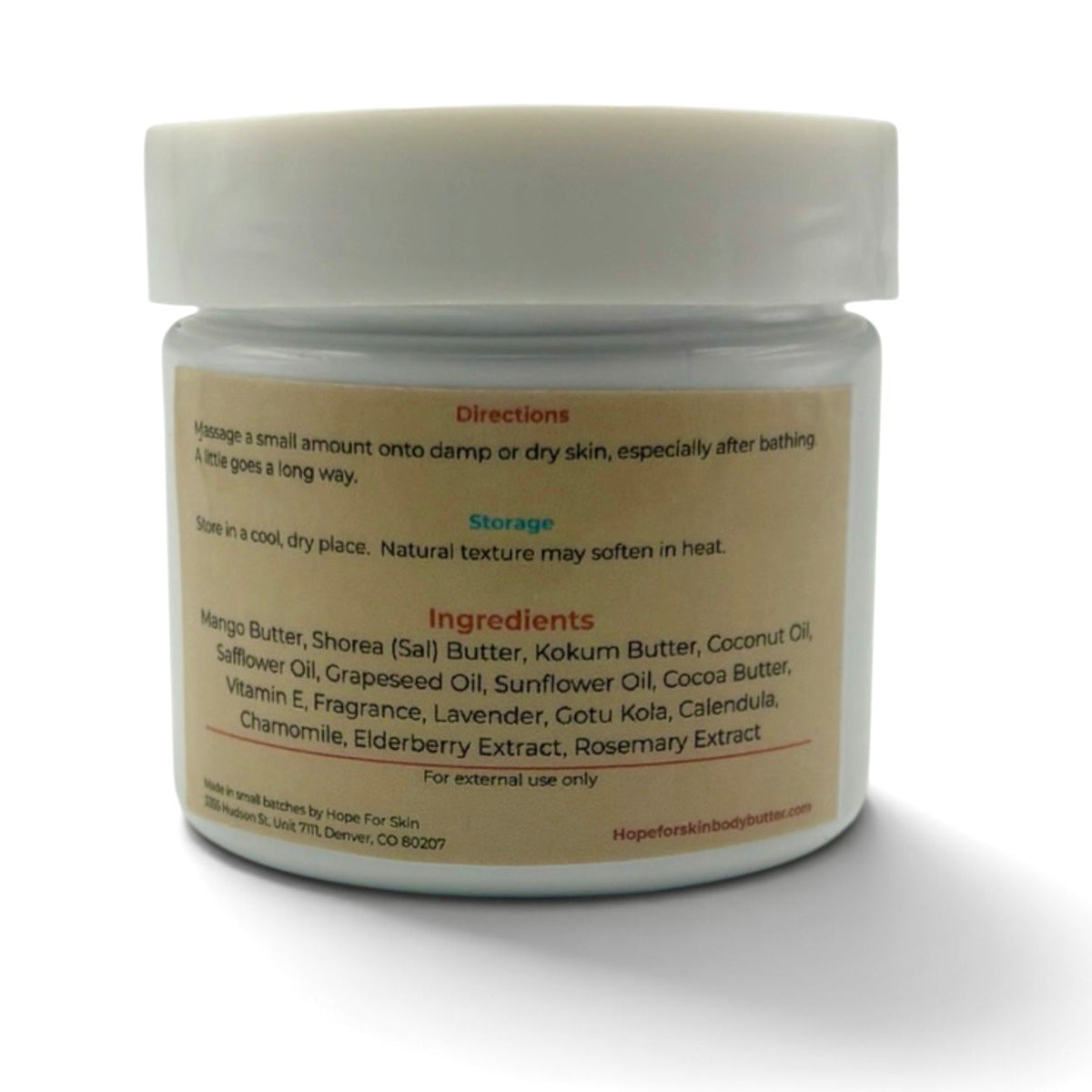 Hope For Skin Lavender Chamomile Body Butter 8 oz jar, front view
