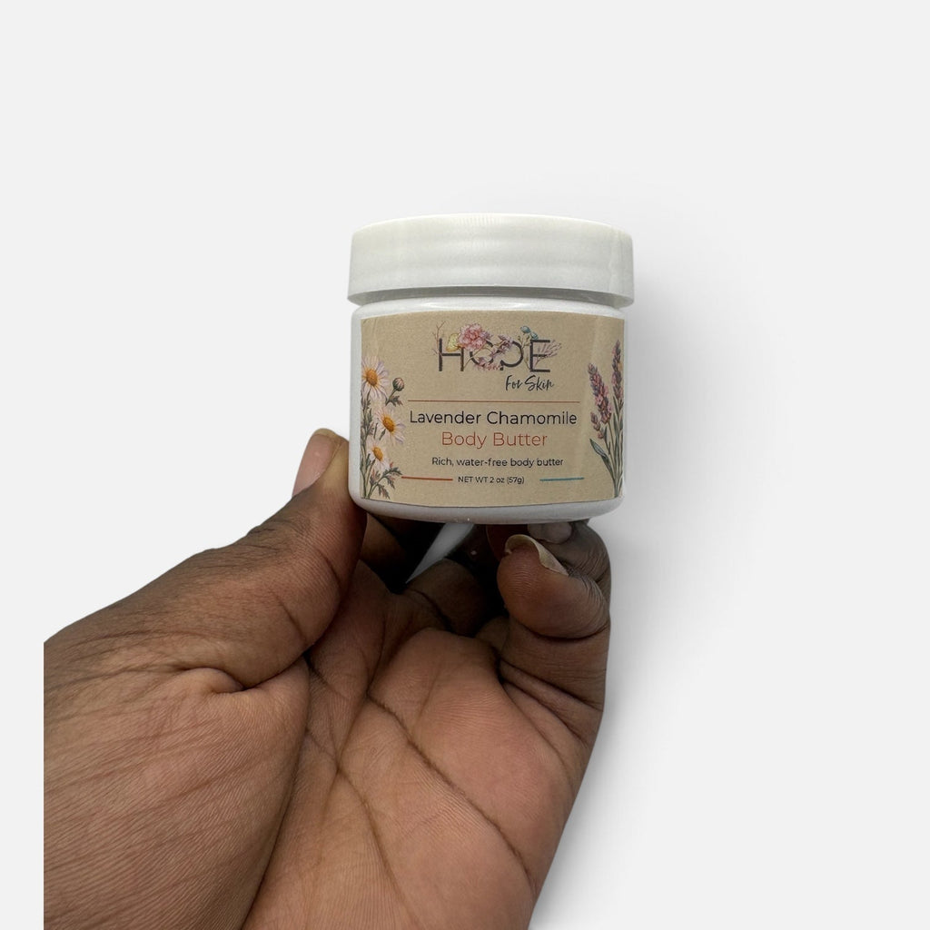 Hope For Skin Lavender Chamomile Body Butter 8 oz jar, back label view