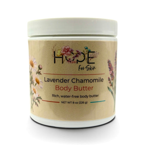 Hope For Skin Lavender Chamomile Body Butter additional jar view on a soft cream background